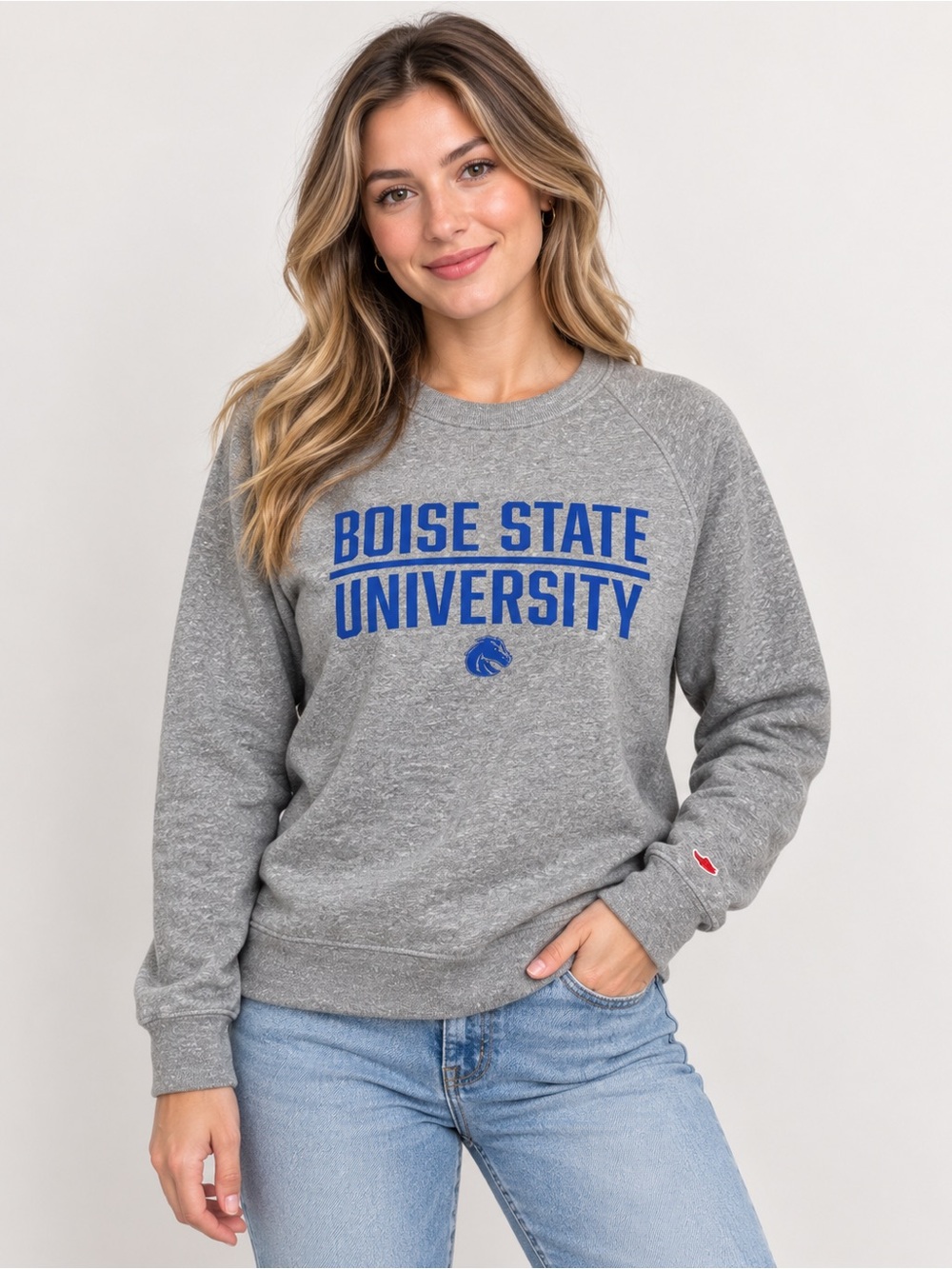 League Boise State University Broncos Gray Crewneck Sweatshirt Small